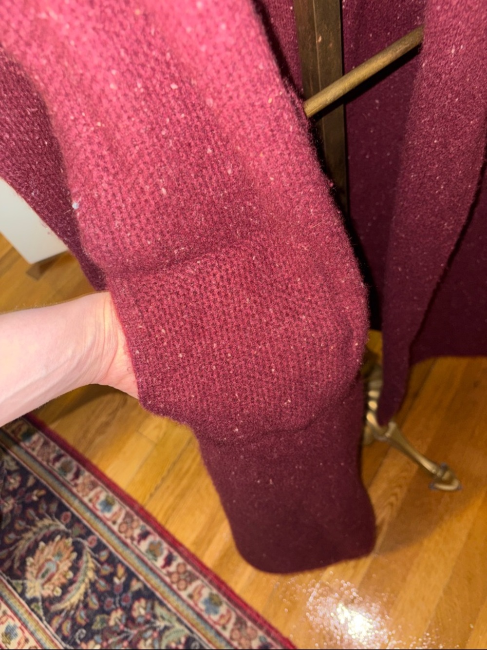 Cozy Ugg 100% Cashmere Burgundy Hooded Knit Long Cardigan with Belt - Picture 3 of 6